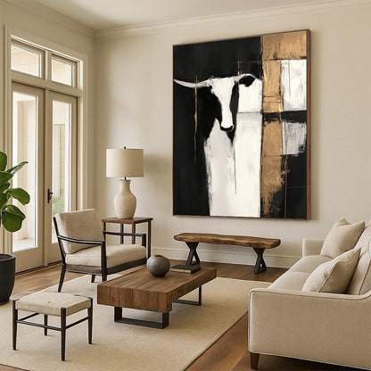 Longhorn with Gold Accents for Rustic Western Home & Equestrian - Themed Office STSC223