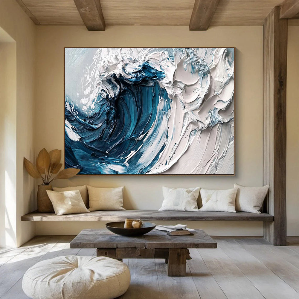 3D Ocean Wave Relief Art for Nautical - Themed Restaurant Dining Walls DLZ3257