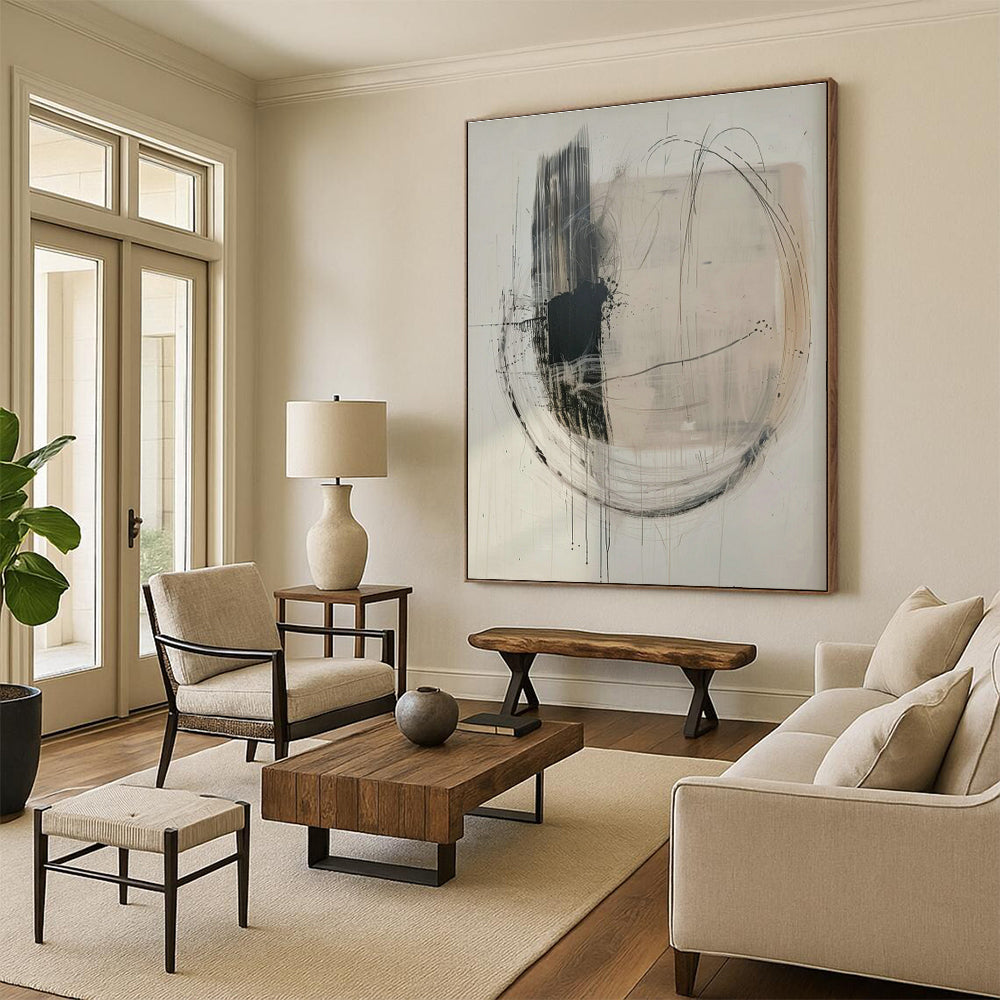 Black - White Line Abstract Art for Living Room & Office DLZ0420