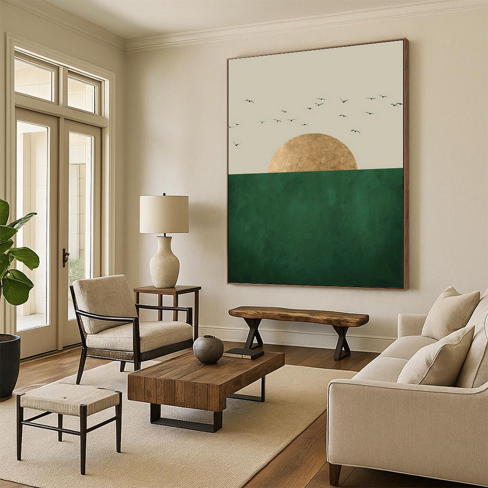 Minimalist Golden Sunset Wall Art for Living Room & Office DLZ0391
