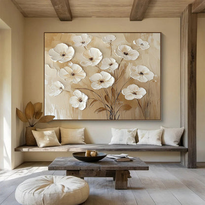 3D Textured Floral Oil Painting for Living Room Elegant Decor DLZ2693