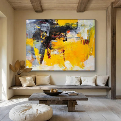 Yellow - Grey Clash Abstract Art for Modern Living Room DLZ2813