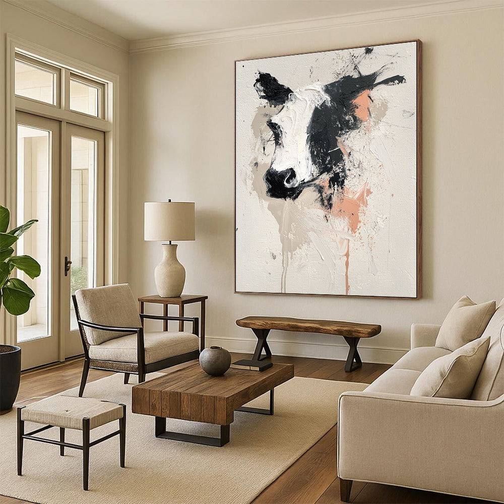 Abstract Cow Head Art for Farmhouse Kitchen & Rustic Lounge STSC048