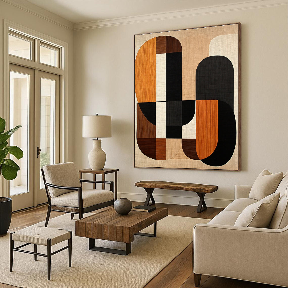 Wooden - Texture Geometric Shapes Art for Home Decor Store & Mid - Century Modern Living Room STSC1319