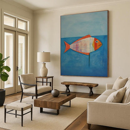 Collage Fish Art for Seaside Cottage & Children’s Playroom DLZ1763