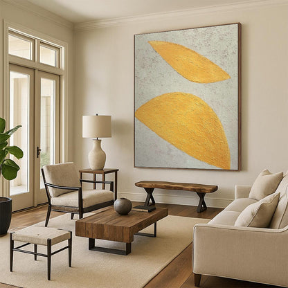 Yellow - White Leaf - Shaped Art for Scandinavian Nursery & Botanical Art Studio DLZ1887