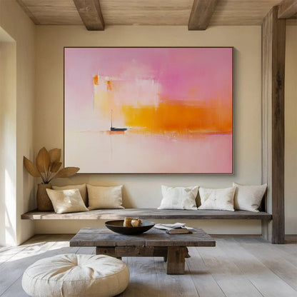 Pink - Toned Boat Abstract Art for Coastal Bedroom & Relaxing Lounge SC330