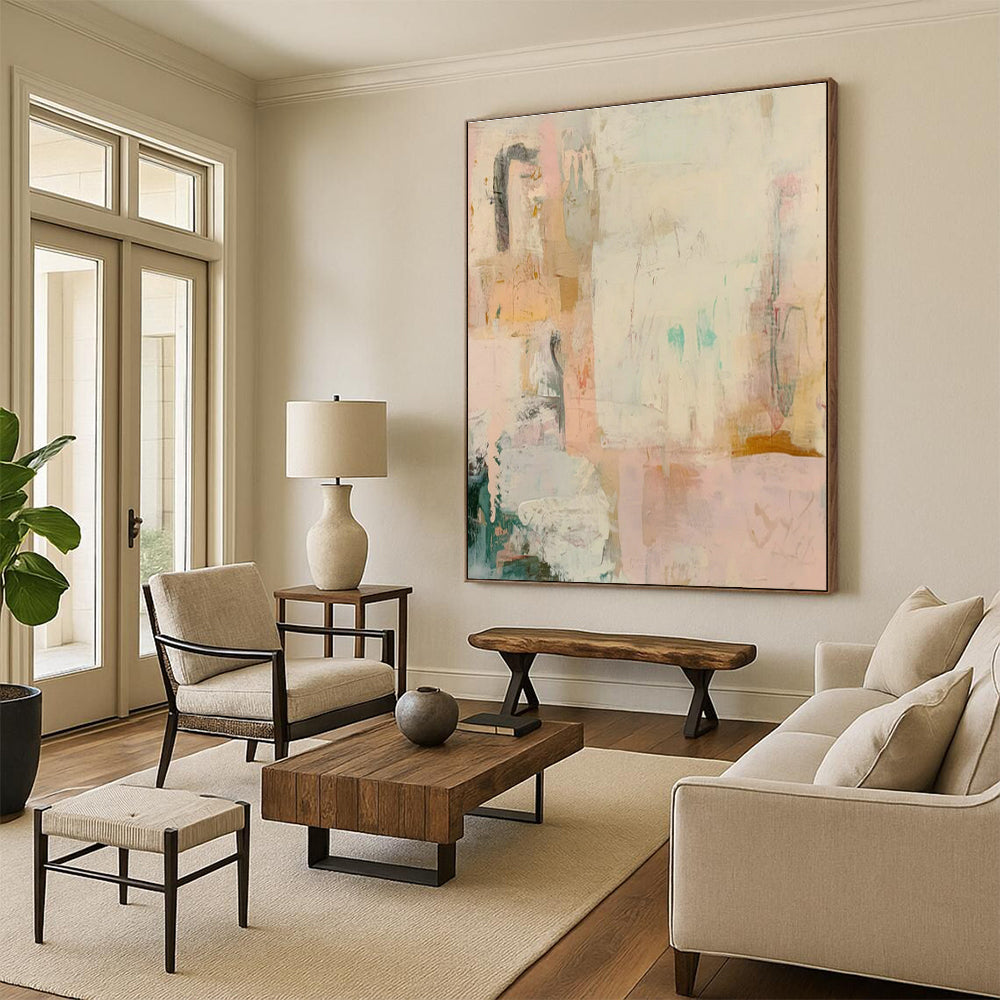 Pink - White Abstract Art for Bohemian - Chic Bedroom & Art Gallery Pop - Up DLZ1839