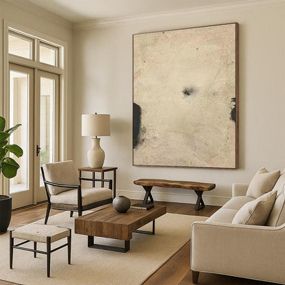 Beige Abstract Spots Art for Bohemian Café & Minimalist Bedroom DLZ2073