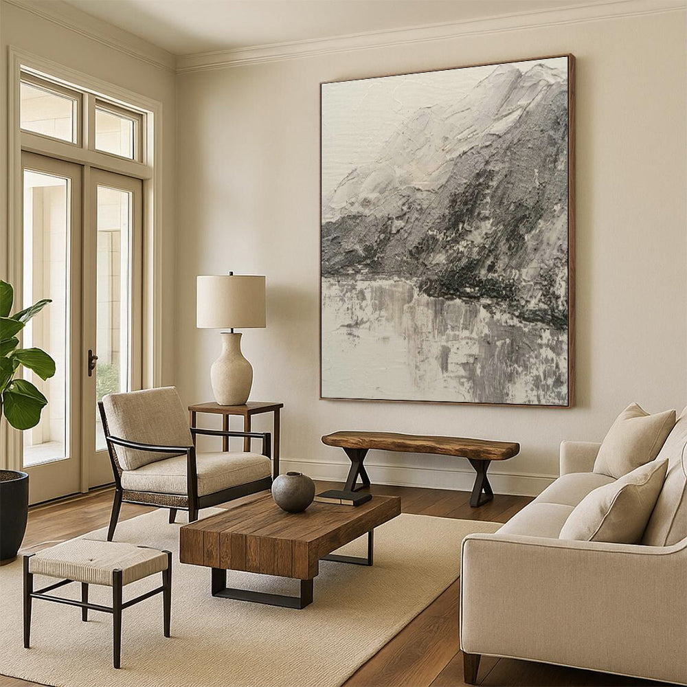 Monochrome Mountain Landscape Art for Nature - Inspired Home Office & Minimalist Gallery DLZ2115