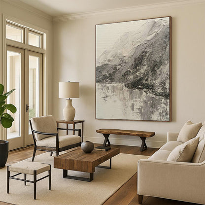 Monochrome Mountain Landscape Art for Nature - Inspired Home Office & Minimalist Gallery DLZ2115