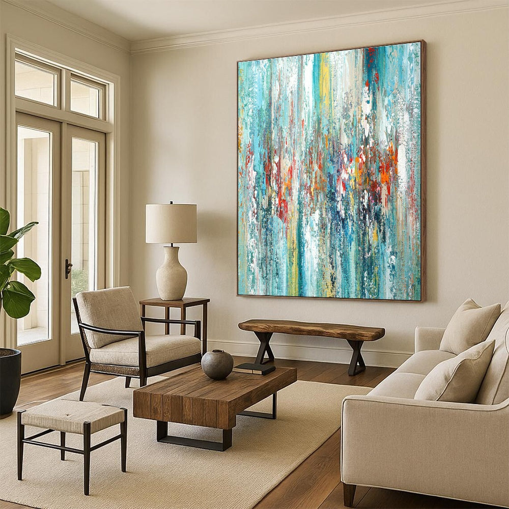 Colorful Vertical Stripes Abstract Art for Living Room & Studio DLZ0441
