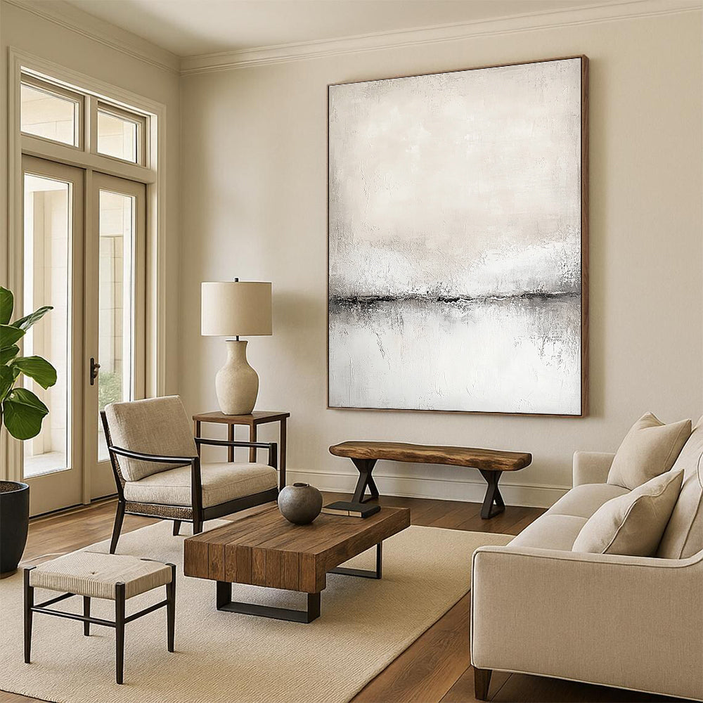 Light Textured Horizon Art for Scandinavian - Style Home & Yoga Studio STSC128