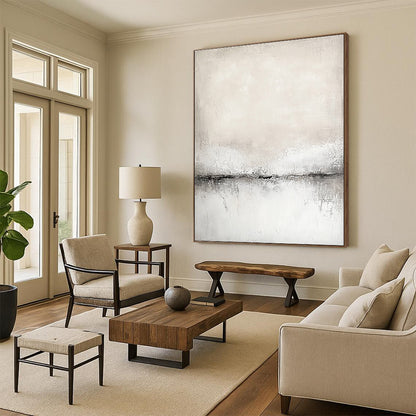 Light Textured Horizon Art for Scandinavian - Style Home & Yoga Studio STSC128