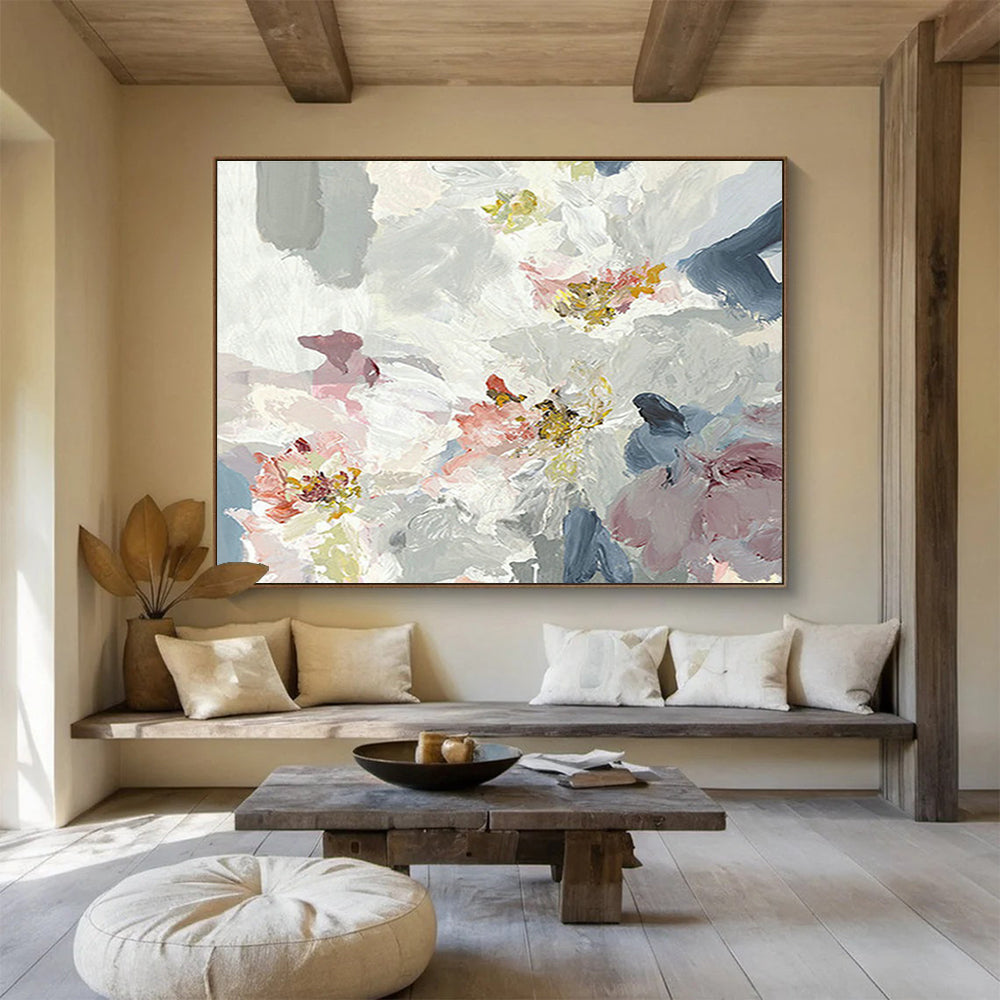 Delicate Pink - White Floral Abstract Art to Craft a Charming and Romantic Bedroom Escape DLZ2788