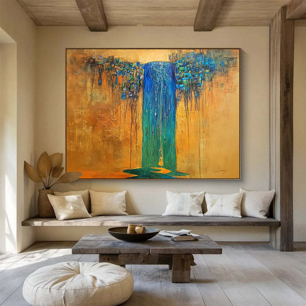 Fantasy Waterfall Abstract Art for Bohemian Bedroom & Spiritual Meditation Space SC334