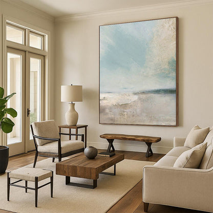 Light Abstract Coastal Landscape Art for Beach House Living Room & Art - Themed Restaurant DLZ2068