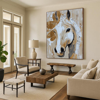 Textured Horse Head Art for Equestrian Home & Bar STSC073