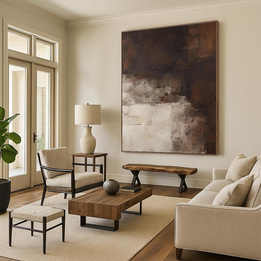 Brown and White Abstract Art for Rustic Home & Art - Themed Library DLZ2169