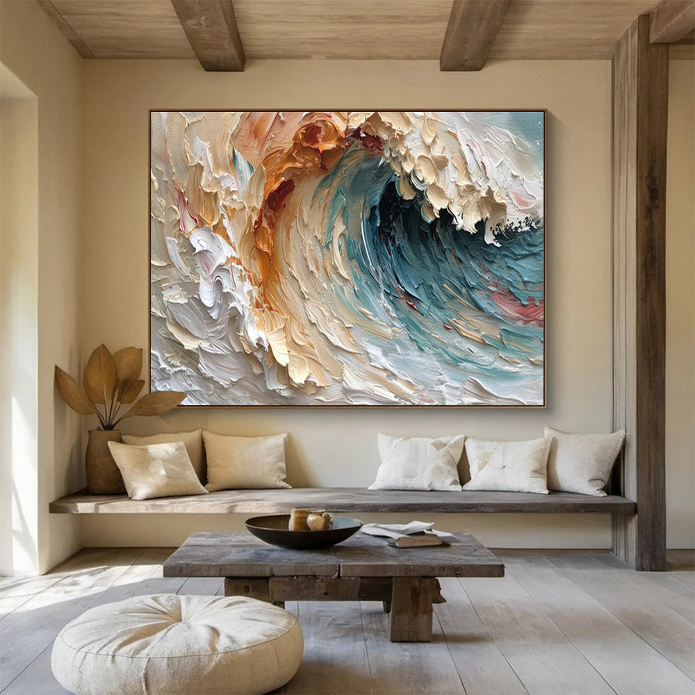 Textured Ocean Wave Art for Relaxing Bathroom Retreat DLZ3060