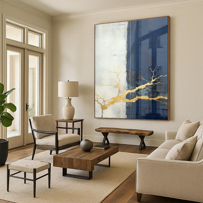 Gold - Branch Glass Abstract Art for Luxury Spa & Nature - Themed Art Gallery DLZ1948