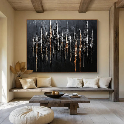 Textured Black - Silver - Gold Art for Luxury Hotel Lobby & Art Gallery SC019