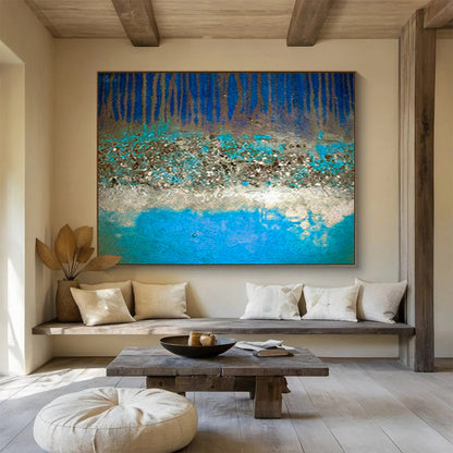 Blue - Brown Tree - Shadow Abstract Art for Cozy Reading Nook DLZ2769