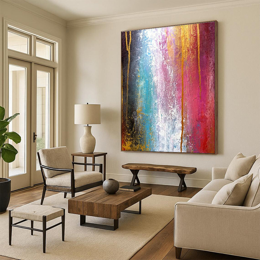 Colorful Gold - Accent Abstract Art for Luxury Hotel Lobby Entrance Walls DLZ0002