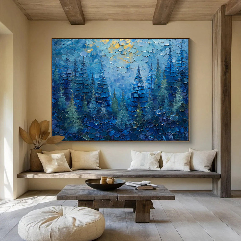 Mosaic - Style Blue Forest Art for Whimsical Kids’ Playroom DLZ3056