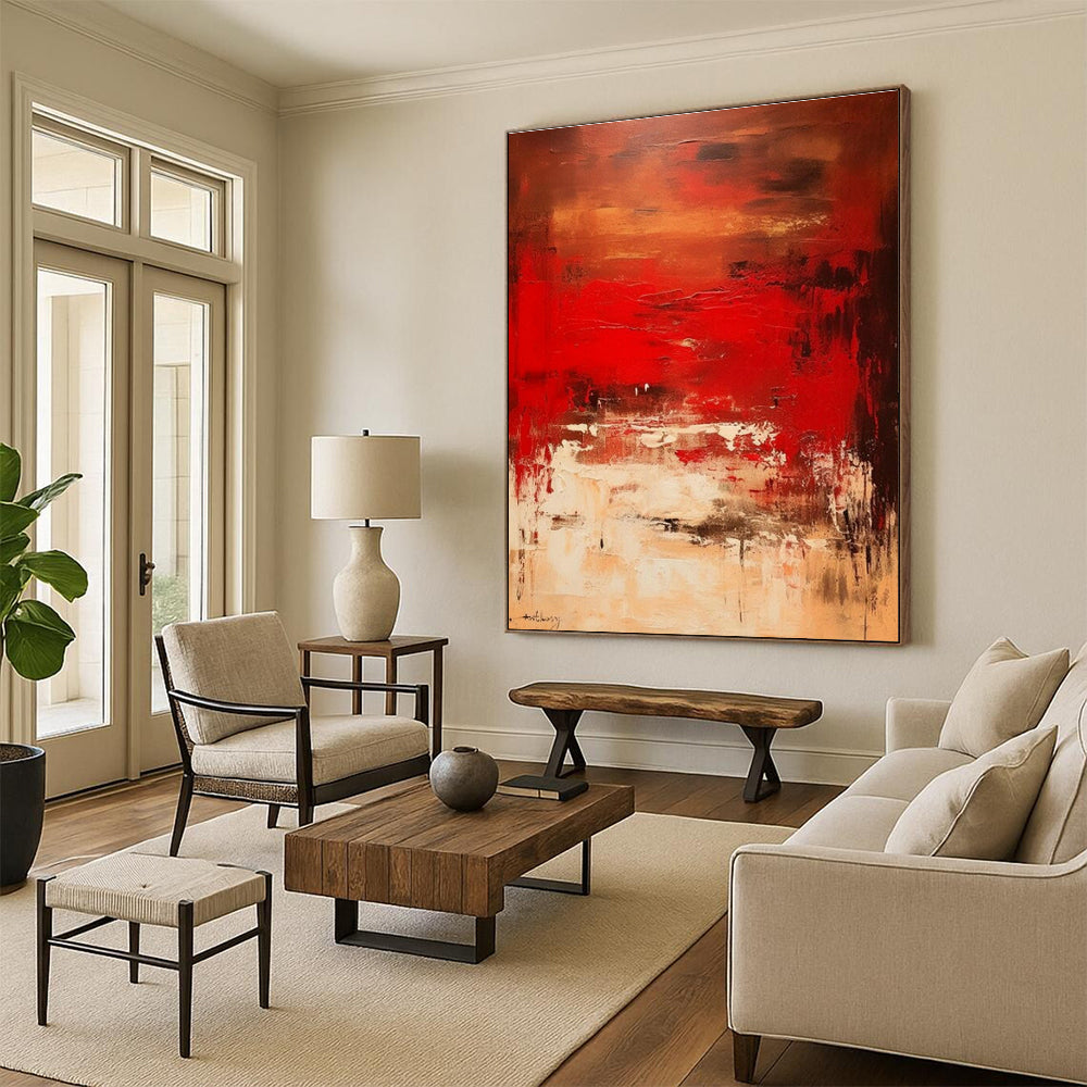 Deep Red Abstract Art for Theater Lounge & Luxury Home Bar DLZ1657