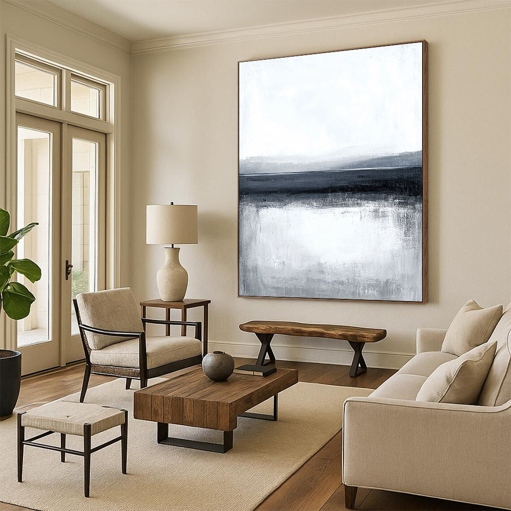 Monochrome Sea & Sky Art for Minimalist Bedroom & Meditation Center STSC124