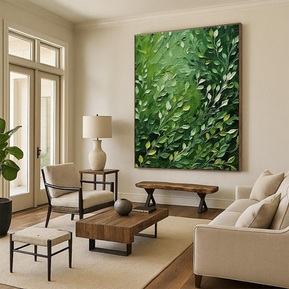 Lush Green Leaf Oil Art for Botanical - Themed Home Entryways & Sunlit Breakfast Nooks DLZ0291