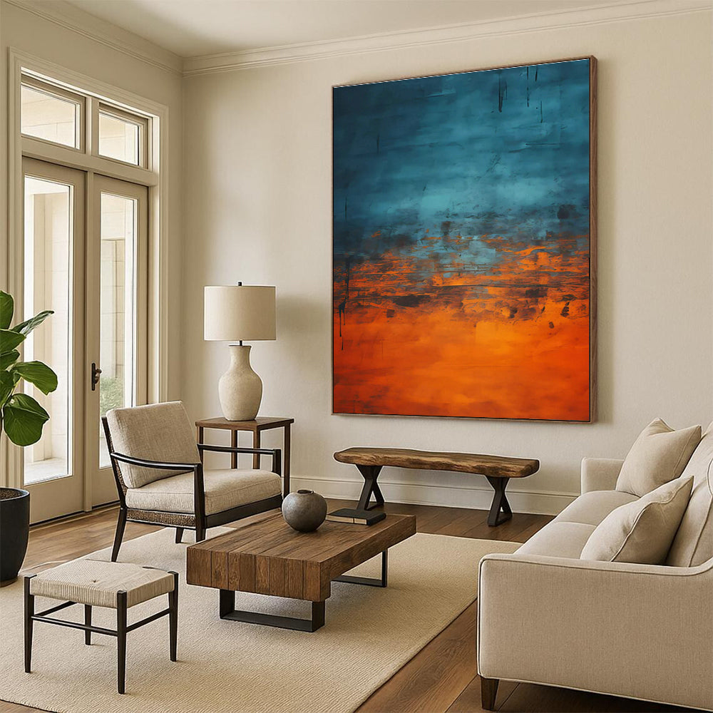 Blue - Orange Gradient Abstract Art for Living Room & Office DLZ0450