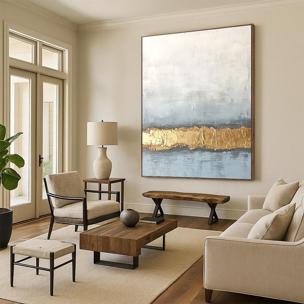 Gold Band Abstract Art for Dining Room & Hallway STSC735