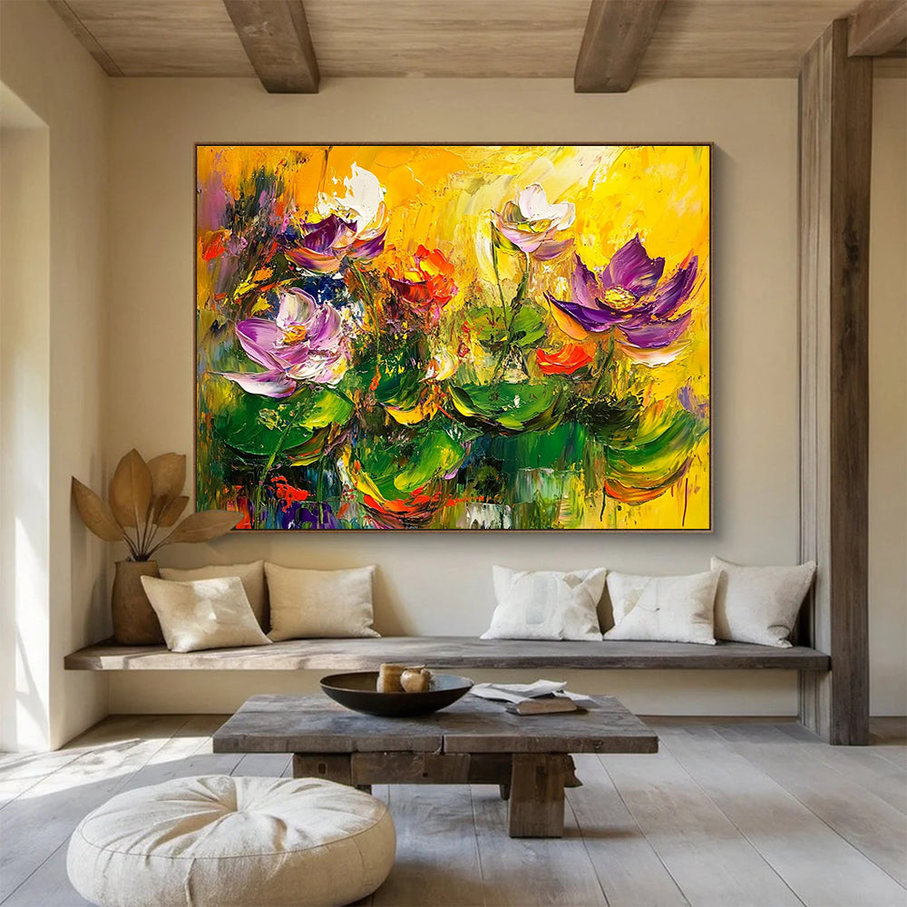 Vibrant Lotus Flowers Art for Asian - Inspired Restaurant & Wellness Center SC195