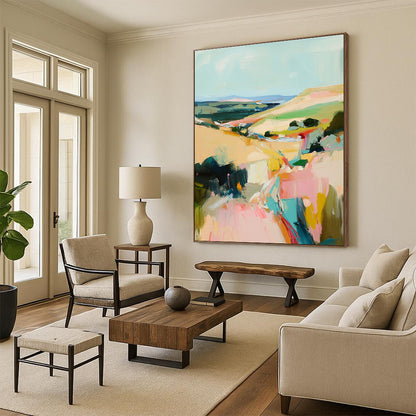 Colorful Landscape Abstraction for Modern Farmhouse Living Room & Art Gallery Café STSC150