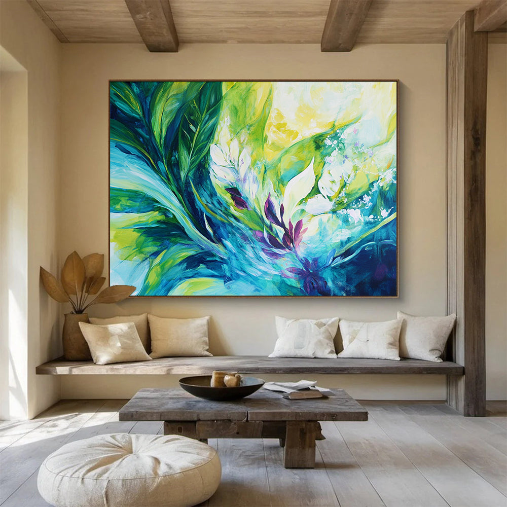 Vibrant Floral Abstraction Art for Luxury Home Living Room & High - End Spa SC431