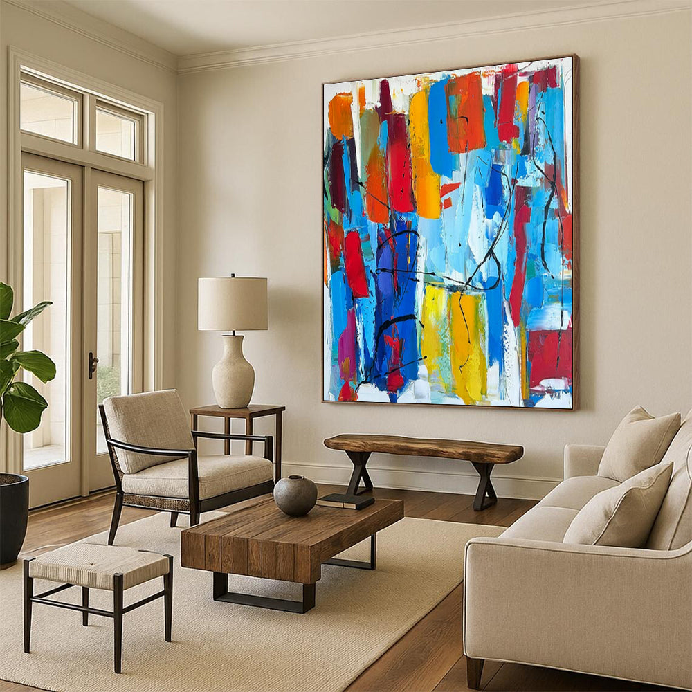Colorful Abstract Strips Art for Art School Hall & Vibrant City Café DLZ1491