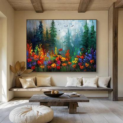 Colorful Forest Flower Field Art for Bohemian - Style Garden House Porches DLZ3223