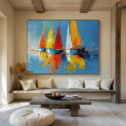 Colorful Sailboats Art for Nautical - Themed Restaurant & Coastal Home Den SC274