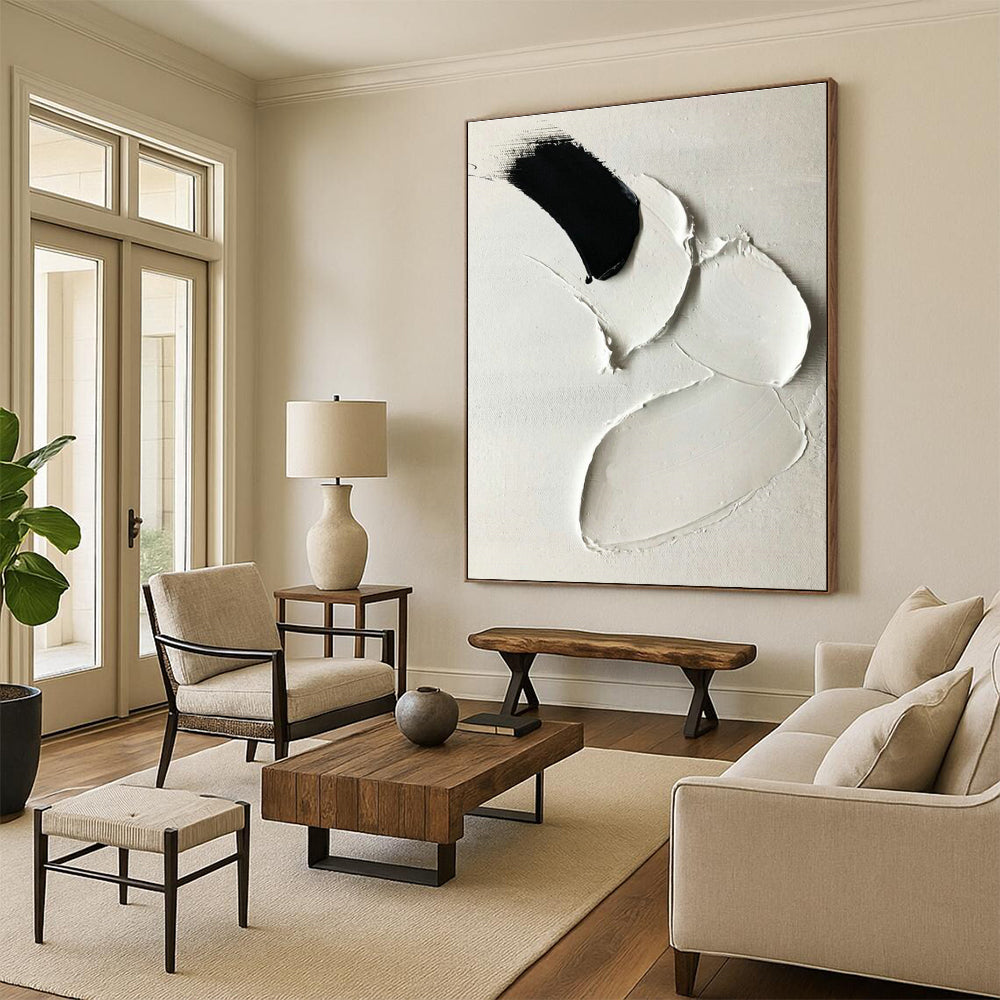Black - White Textured Art for Monochrome Café & Modern Art Exhibition DLZ2365
