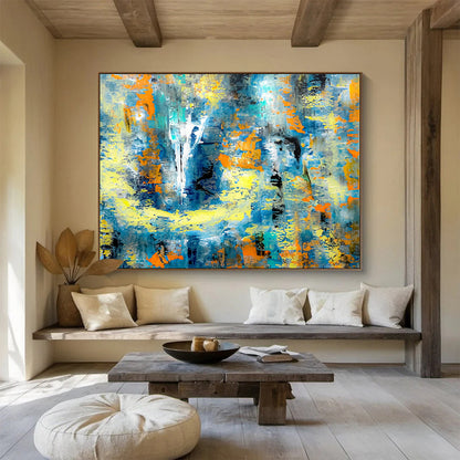 Blue - Yellow Abstract Art for Modern Office Break Room Walls DLZ3308