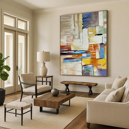 Colorful Block Abstract Art for Modern Family Room & Creative Coworking Space DLZ0777