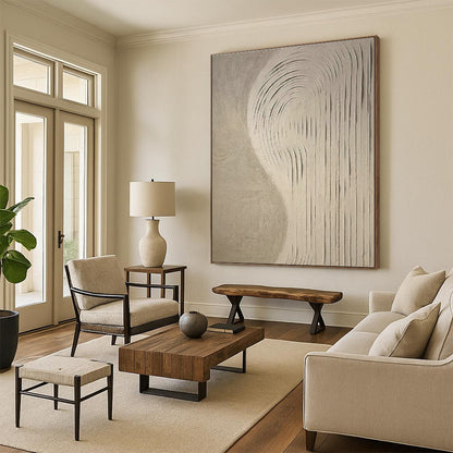 Light Brown Wavy Abstract Art for Spa Retreat & Zen - Inspired Home DLZ1855