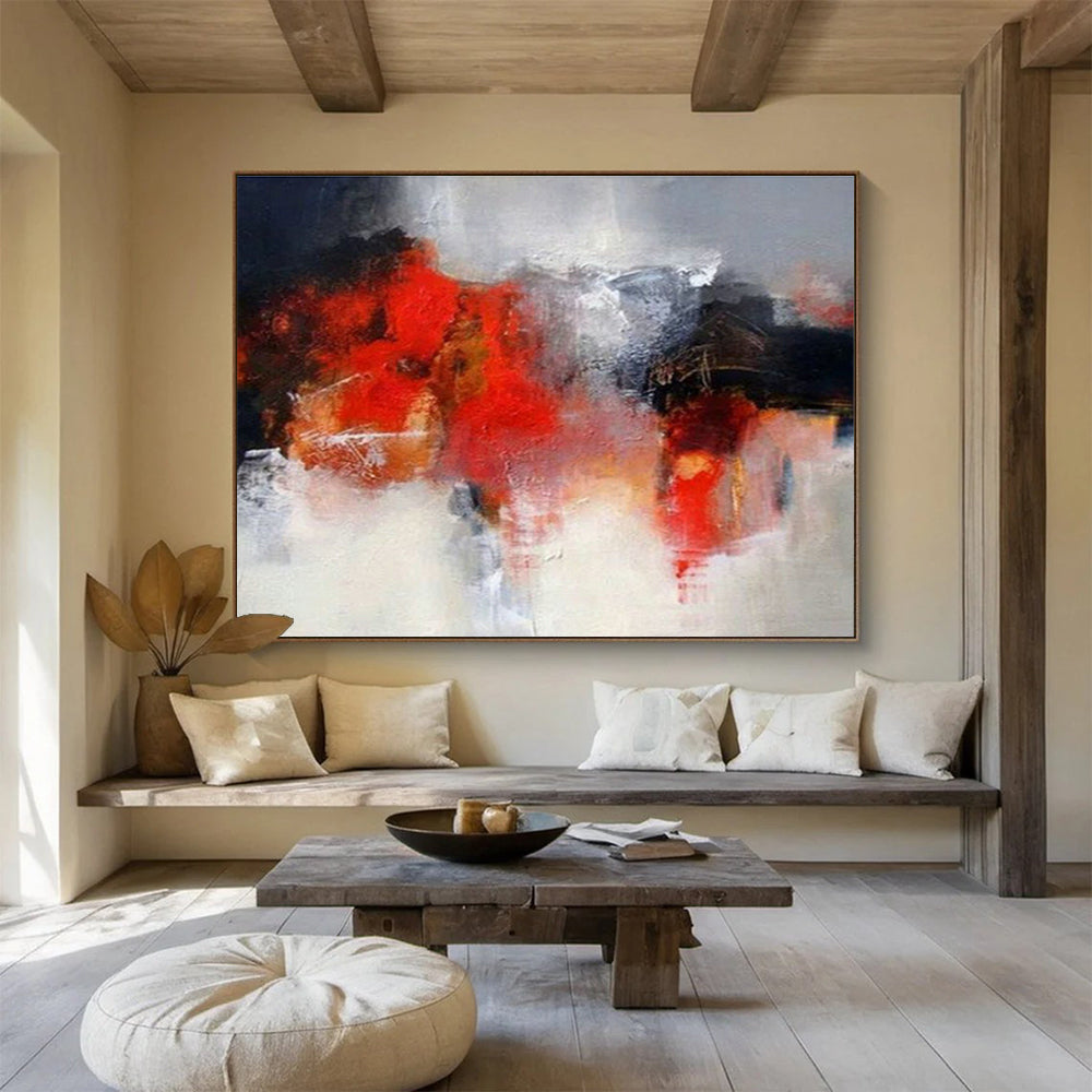 Red - Grey Blend Abstract Art for Sophisticated Office DLZ2814