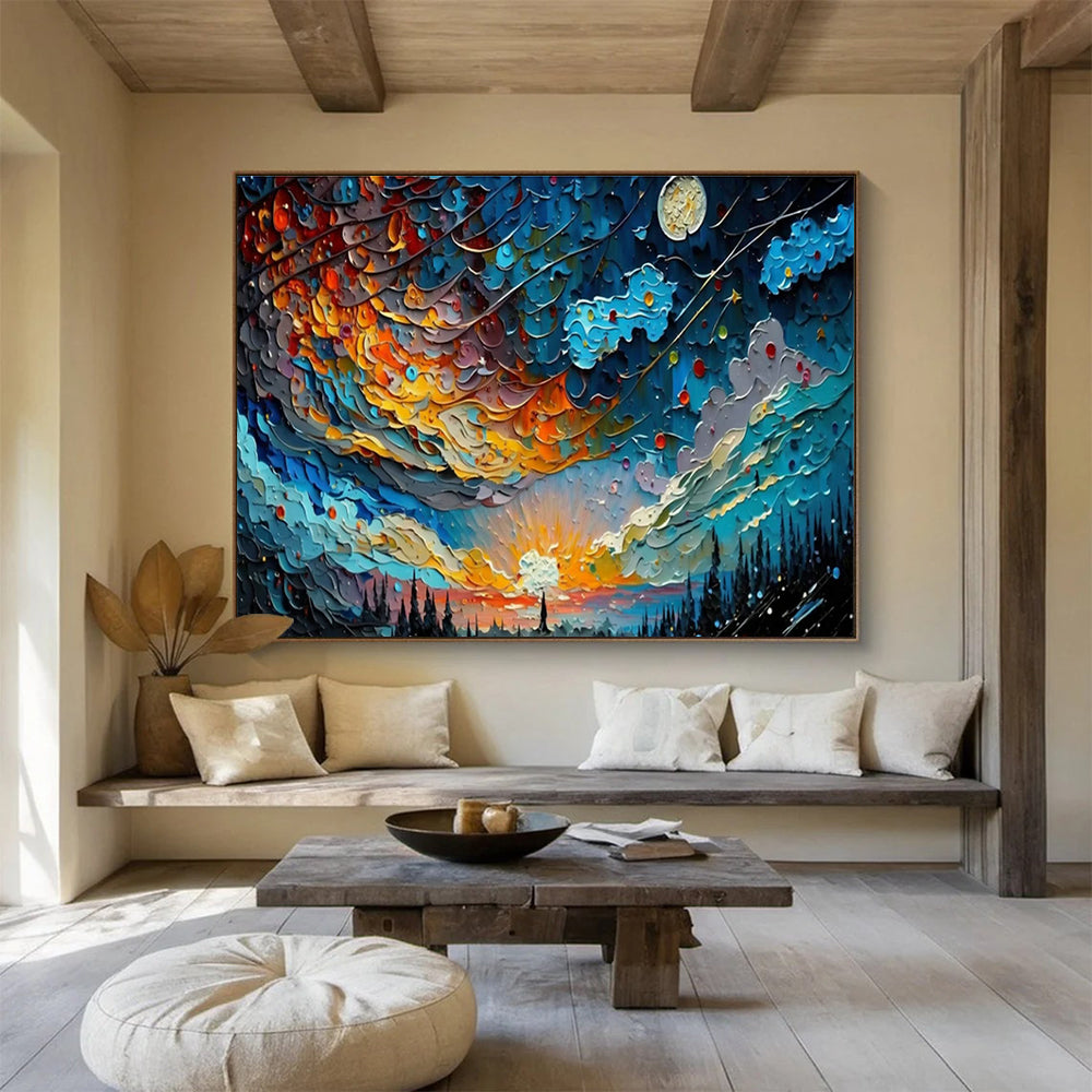 Colorful Starry Sky Art for Bohemian - Style Rooftop Lounge Spaces DLZ3262