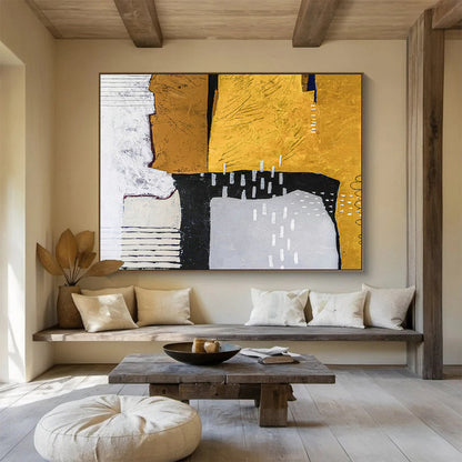 Yellow - Black Geometric Abstract Art for Industrial - Chic Retail Store DLZ2958