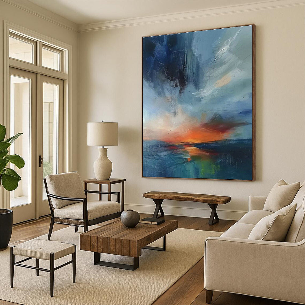 Blue - Orange Seaside Art for Coastal Home Master Bedrooms DLZ0124