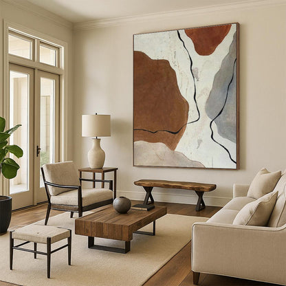 Earth - Toned Abstract Shapes Art for Desert Retreat & Pottery Studio DLZ0623