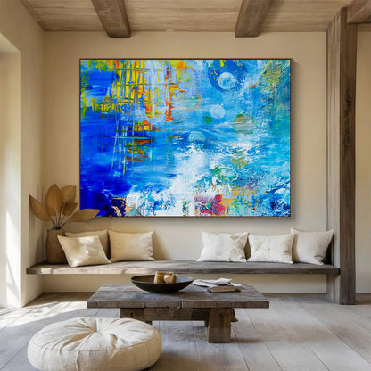 Blue - Toned Colorful Abstract Art for Vibrant Living Room DLZ2823